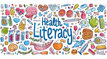 Vibrant Health Literacy Doodles Simplifying Complex Medical Information for Easy Understanding