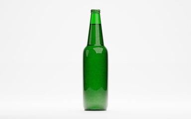3d render of isolated beer or liquor alcohol glass bottles on white