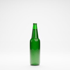 3d render of isolated beer or liquor alcohol glass bottles on white