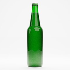 3d render of isolated beer or liquor alcohol glass bottles on white
