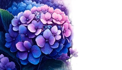 Obraz premium 水彩で描かれた紫陽花 コピースペース
