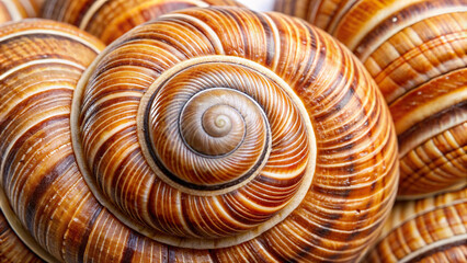 Close-up of a snail shell pattern, isolated on clear background