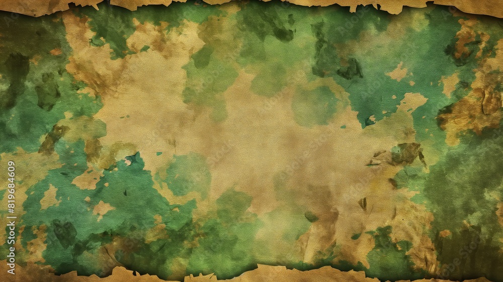 Poster a background of aged and distressed paper with a colorful grunge pattern, combining blotches of fore