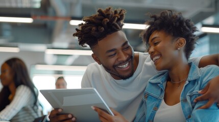 A Joyful Couple Sharing Tablet