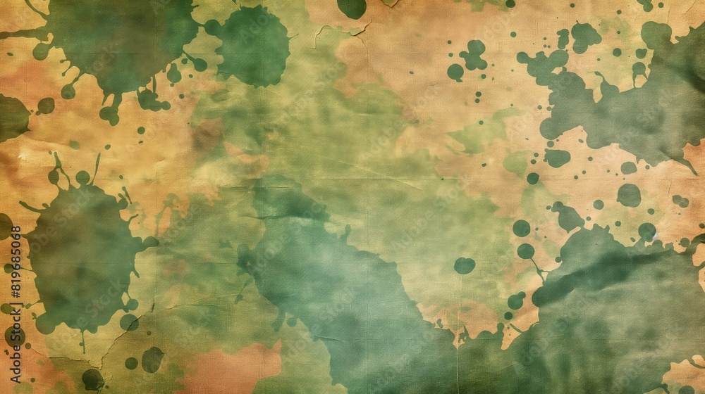 Poster a background of aged and distressed paper with a colorful grunge pattern, combining blotches of fore