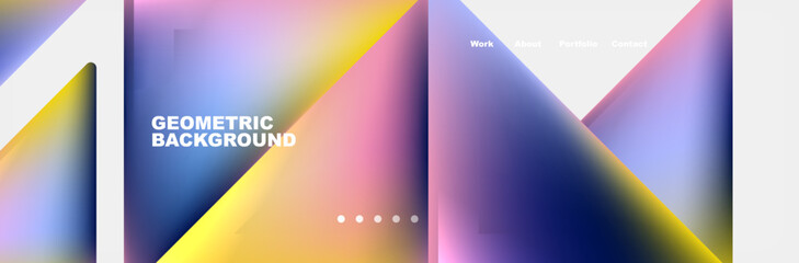Colorful fluid gradient triangles and squares web site template. Vector Illustration For Wallpaper, Banner, Background, Card, Book Illustration, landing page