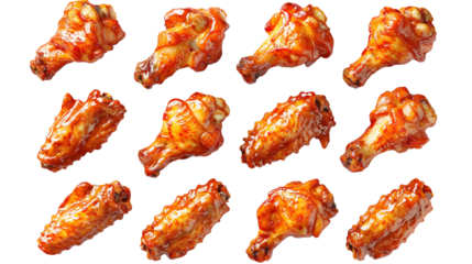 Buffalo wing with sour cream collection transparent background