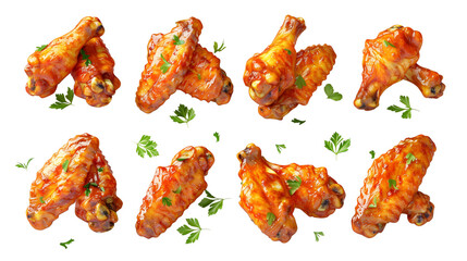 Buffalo wing with sour cream collection in 3d transparent background