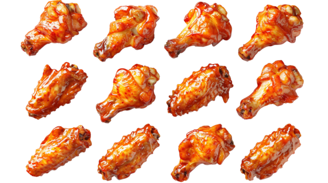 Buffalo wing with sour cream collection transparent background