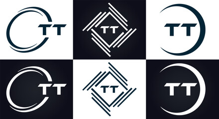 TT logo. T T design. White TT letter. TT, T T letter logo design. T T letter logo design in FIVE, FOUR, THREE, style. letter logo set in one artboard. T T letter logo vector design.