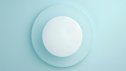 A minimalist design featuring an opaque white circle at the center, set against a soft blue background. The design, characterized by its simplicity and modern aesthetic