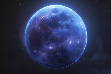 Obraz premium Mystical Blue Moon in Deep Space - Stunning Celestial and Astronomical Stock Image for Posters and Backgrounds