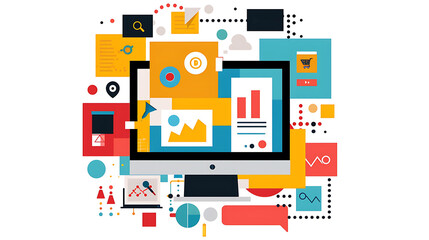 Flat vector icon set for social media, communication, and network concepts