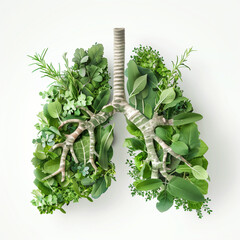 Lung Sculpture Created Using Various Plants