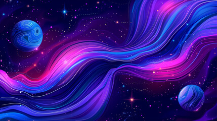 A long, curvy line of blue and pink colors. The colors are vibrant and seem to be flowing together, creating a sense of movement and energy. Scene is one of excitement and dynamism