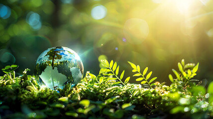 Lush green grass bathed in sunlight evokes a sense of a healthy planet