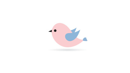 Fototapeta premium cute icon little pink bird isolated on white background.with smiling face dan friendly, cuit for logo or coloring book