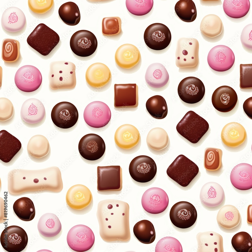 Poster high-quality seamless candies pattern on transparent background for design projects and products