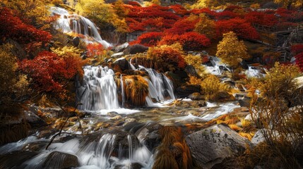 A beautiful waterfall with a river flowing underneath it