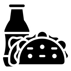 Taco glyph icon, related to street food theme. use for modern concept, app and web development