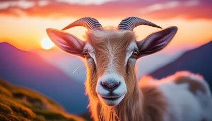 Obraz premium A goat looking at camera