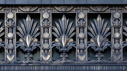 Elaborate Art Deco designs adorn the exterior of a historic building in New York City, showcasing 1920s craftsmanship