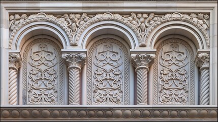 Obraz premium Detailed view of a building featuring numerous arches in close proximity