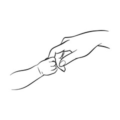 Baby holds mother's finger svg cut file. Isolated vector illustration.