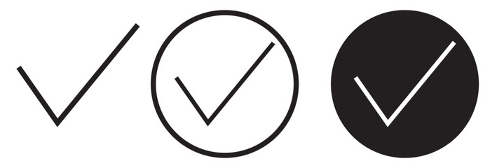 Checkmark icon. Blue check mark vector set. Checked checkbox sign. Approved symbol. Isolated v checkmark icon.