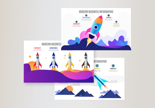 Modern Business Rocket Infographic Concept
