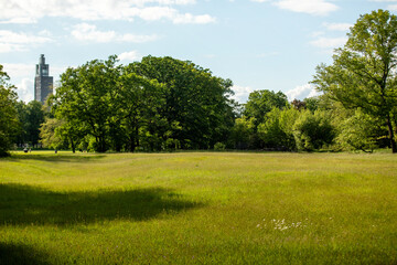 Albinm&uuml;llerturm im Stadtpark Rothehornpark in Magdeburg, Sachsen-Anhalt, im Sommer