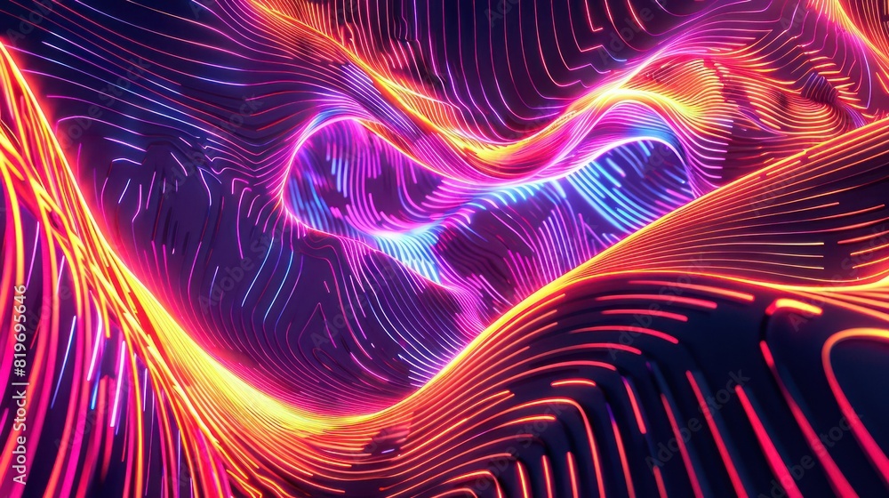 Poster futuristic digital eye wave lines pattern with a vibrant color scheme, perfect for adding a high-tec