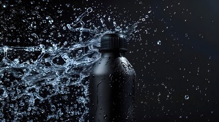 water splash on a dark bottle