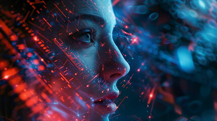 Big Digital Systems, Seamless Connectivity, and the Essence of Conceptual Technology.Face of futuristic and Innovative Imagery AI and Automation use of artificial intelligence and automation in busine