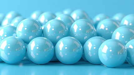   A cluster of azure orbs rests adjacent on a pale azure background against an unbroken expanse of blue