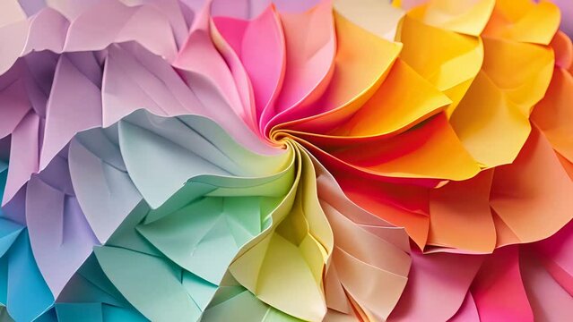 3D colorful origami paper art creating a vibrant and complex pattern