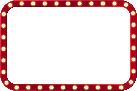 Retro light box frame border with 6 : 4 aspect ratio, for web, presentation, thumbnail, cut out, png isolated on transparent background.