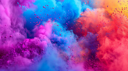 Vibrant Cloud of Colored Powder in the Air
