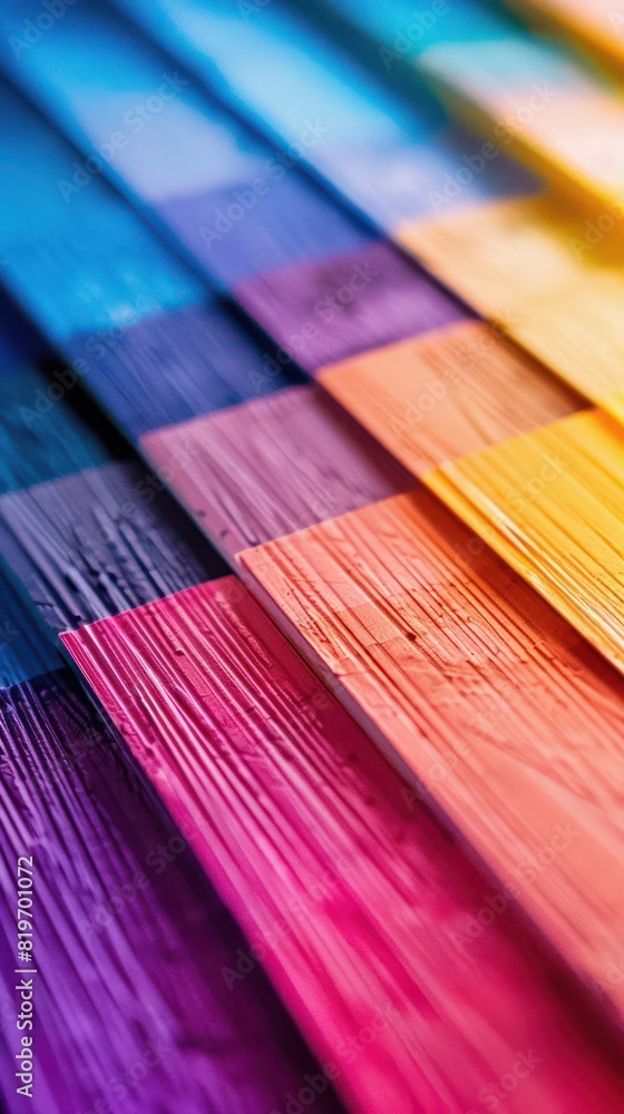 Poster macro photograph of color swatches arranged in a gradient pattern, with shallow depth of field highl