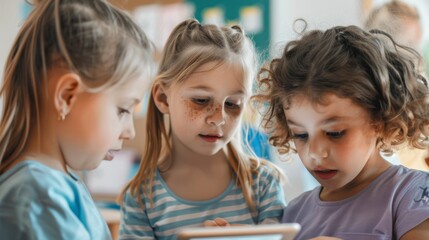 Curious Children Sharing Tablet