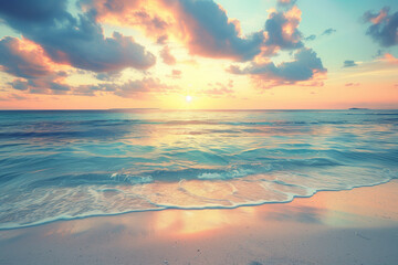 Postcard Perfection: Picture-Perfect Beach Sunset with Cotton Candy