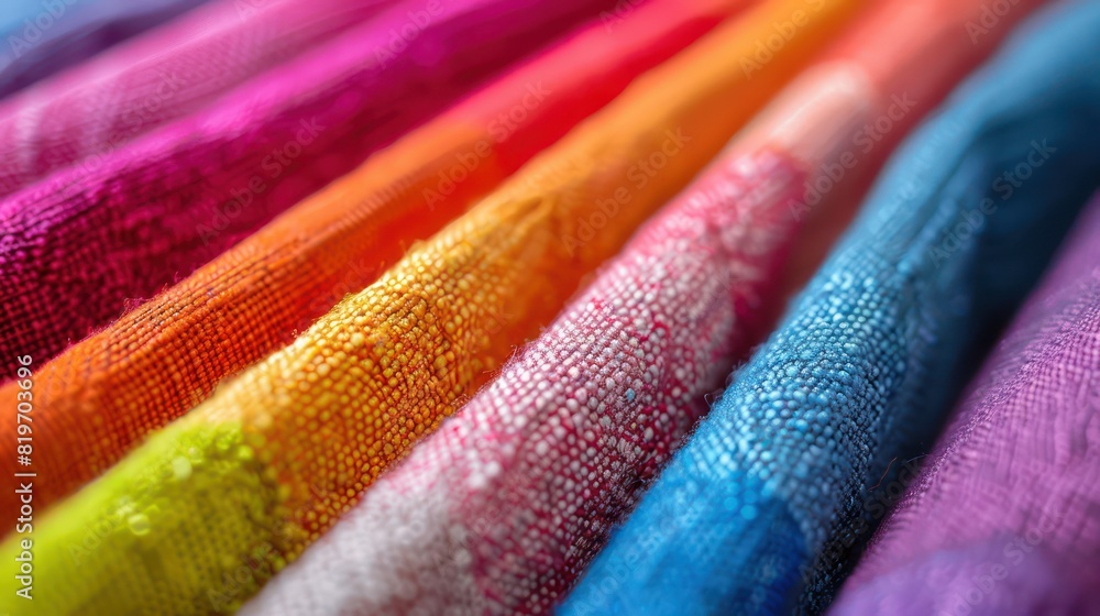 Poster vibrant color swatches captured in a macro close-up shot, with shallow depth of field adding visual 