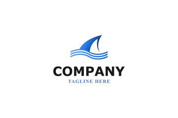 letter a swimming shark modern logo