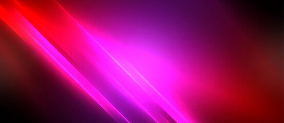 Neon dynamic diagonal light rays background. Techno digital geometric concept design for wallpaper, banner, presentation, background
