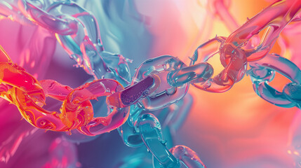 vibrant abstract chain links in glossy gradient colors