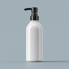 Collection of cosmetic bottles and containers including a white plastic bottle, featuring various types of packaging for soap, shampoo, gel, lotion, and more