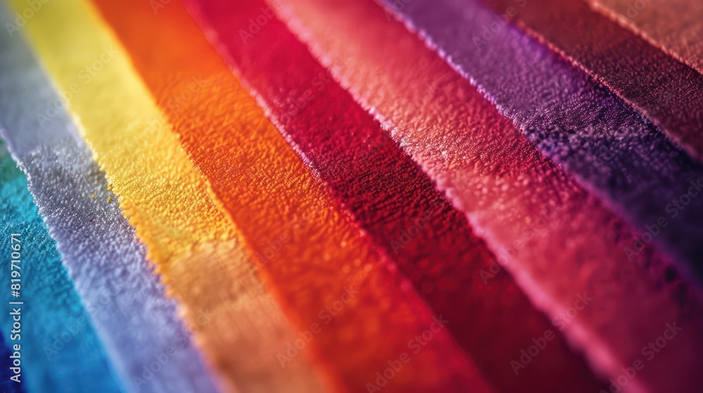 Aufkleber vibrant color swatches captured in a macro close-up shot, with shallow depth of field creating an ar
