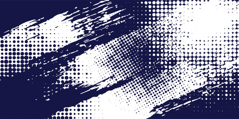 Dots halftone putih & biru pola warna gradien grunge tekstur latar belakang. Dots pop art komik olahraga gaya vektor ilustrasi. eps 10