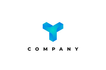 logo letter y business 3d gradation business