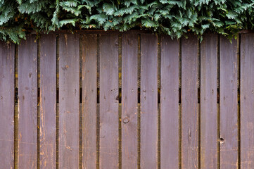 Closeup of a brown wooden fence